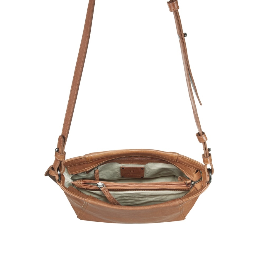 Damenhandtasche CASSIE TAN – hochwertiges Leder, funktionales Design und nachhaltige Verarbeitung